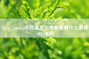 铜陵中控证怎么考取需要什么条件2024年的